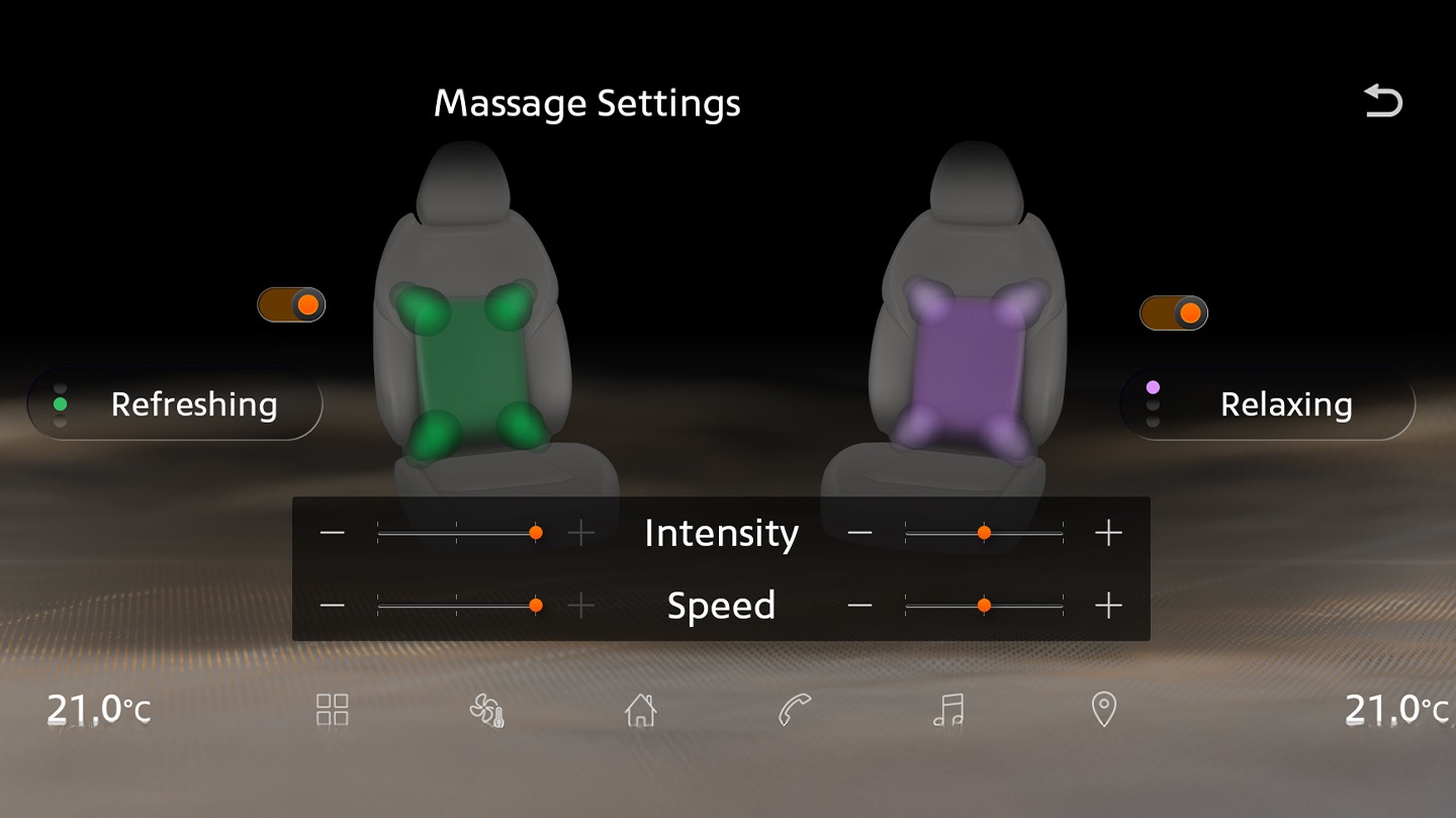 Zero Gravity massage seat settings